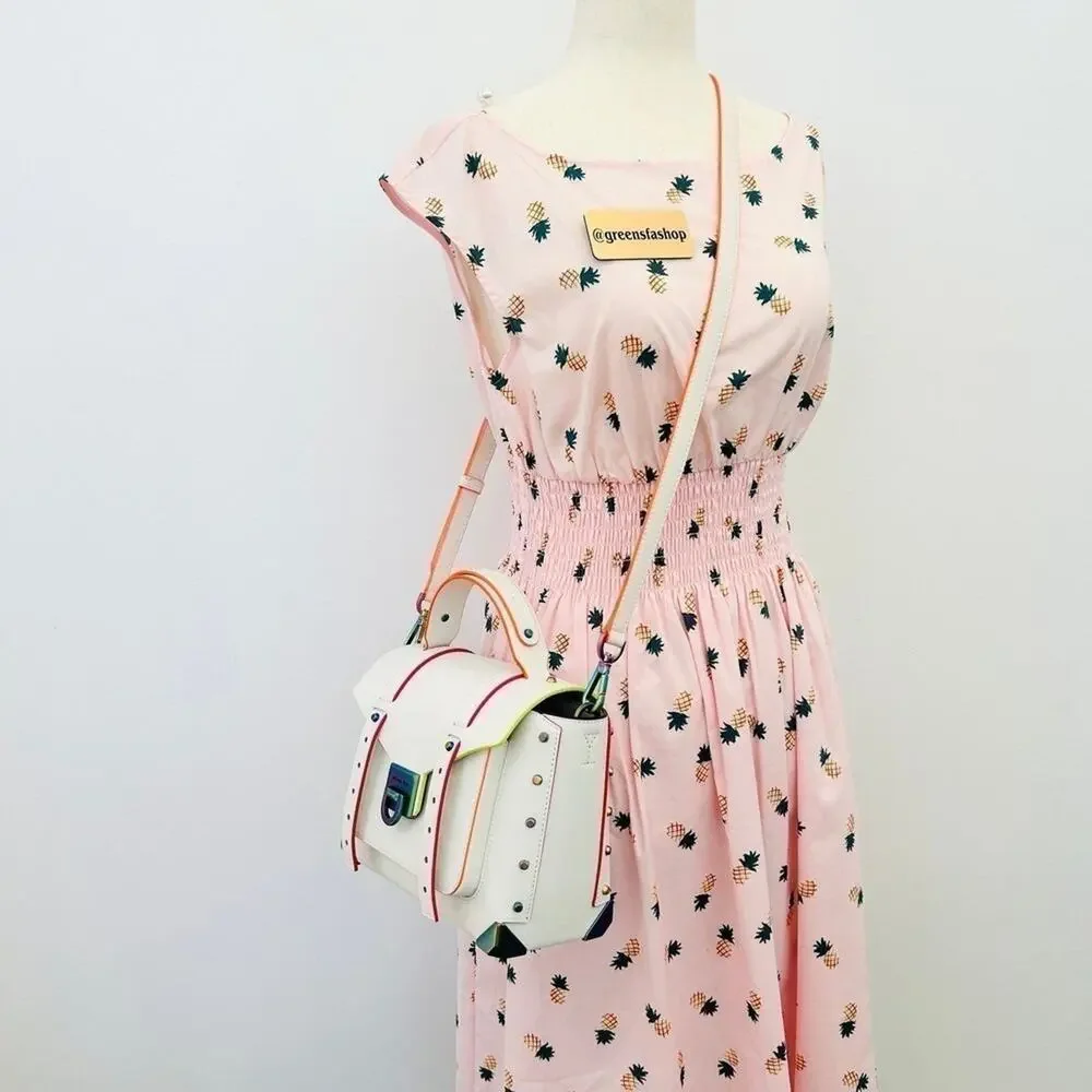 Michael Kors Purse Manhattan Satchel Crossbody Optic White - Picture 9 of 9